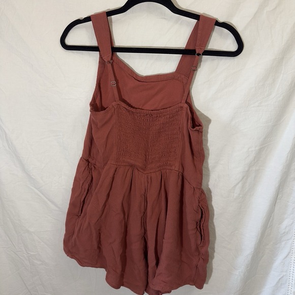 Abercrombie Kids 15/16 Girls Youth Orange Romper Pockets & Adjustable Straps - Picture 2 of 5